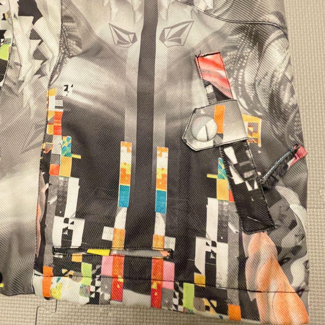 VOLCOM メンズ　スノボジャケット　総柄　グラフィック　グレー系 M