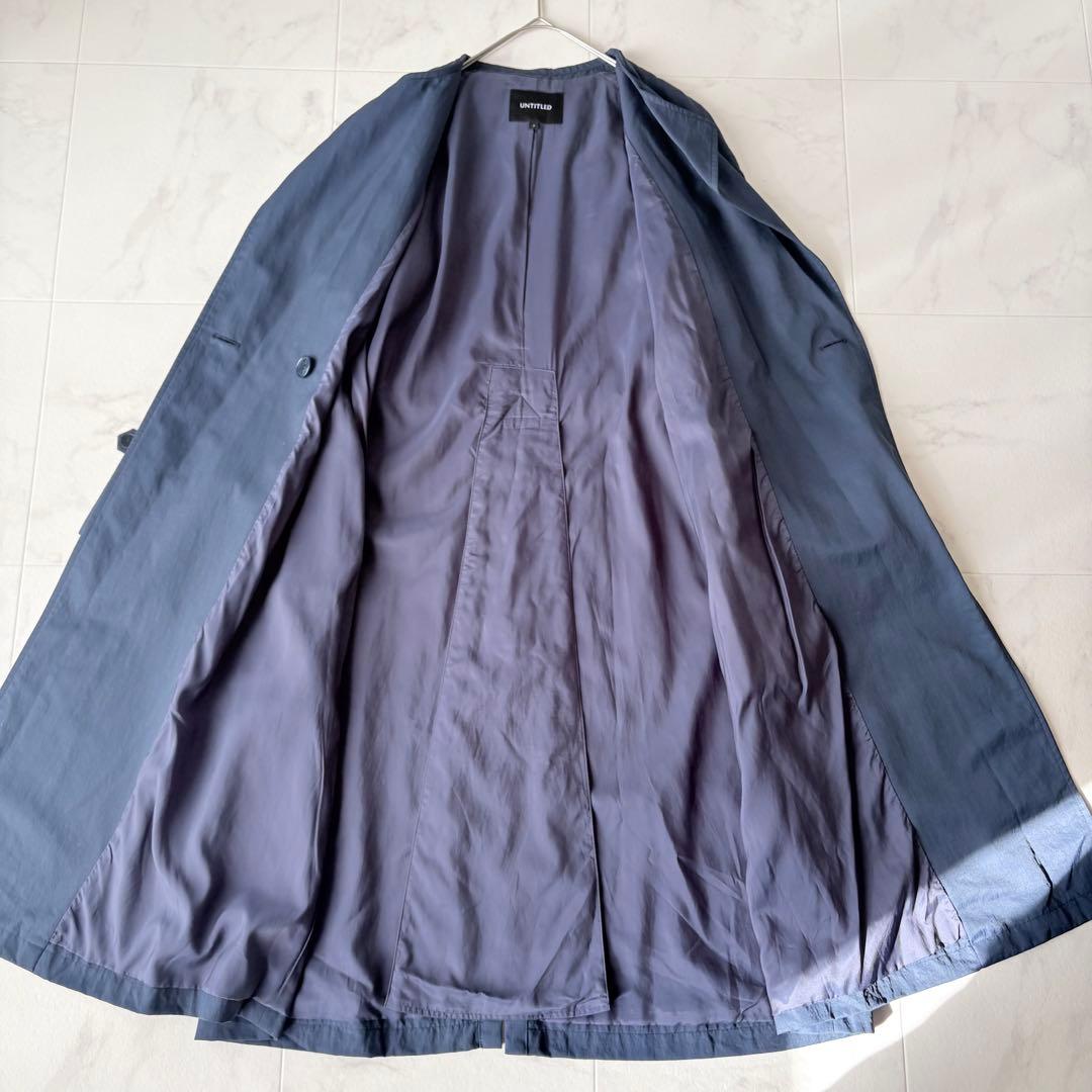 美品✨《アンタイトル》24SS 撥水 トレンチ風カラーレスコート セレモニー 紺