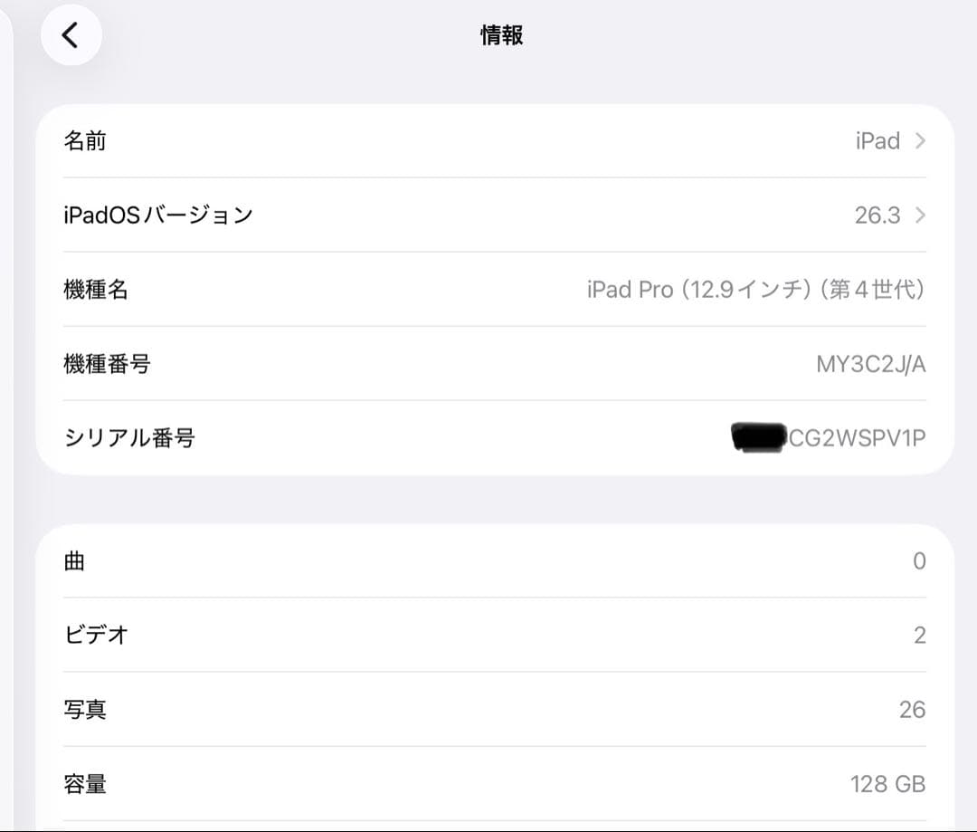 iPad pro 12.9インチ　第4世代　128GB Cellularモデル