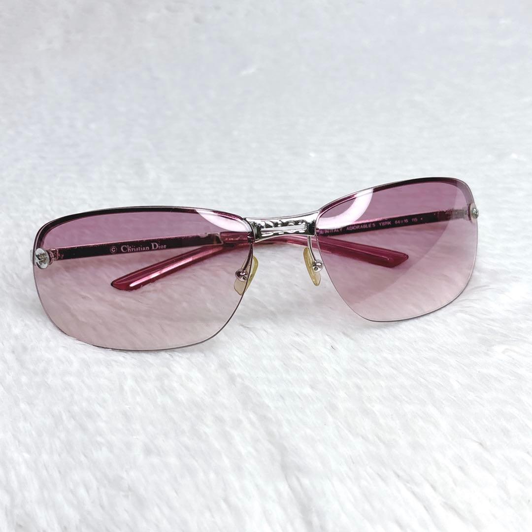 小物 Christian Dior Pink Rimless Sunglasses