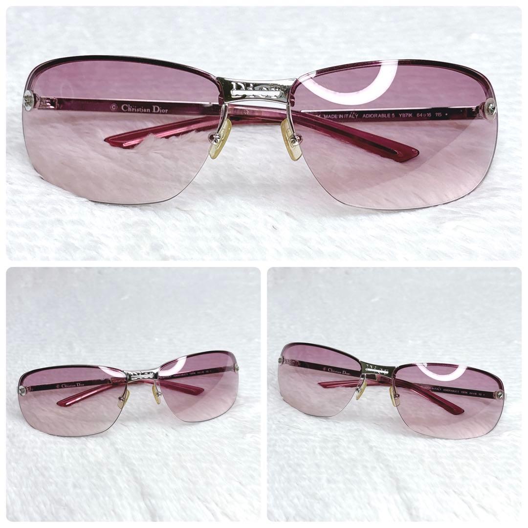 小物 Christian Dior Pink Rimless Sunglasses