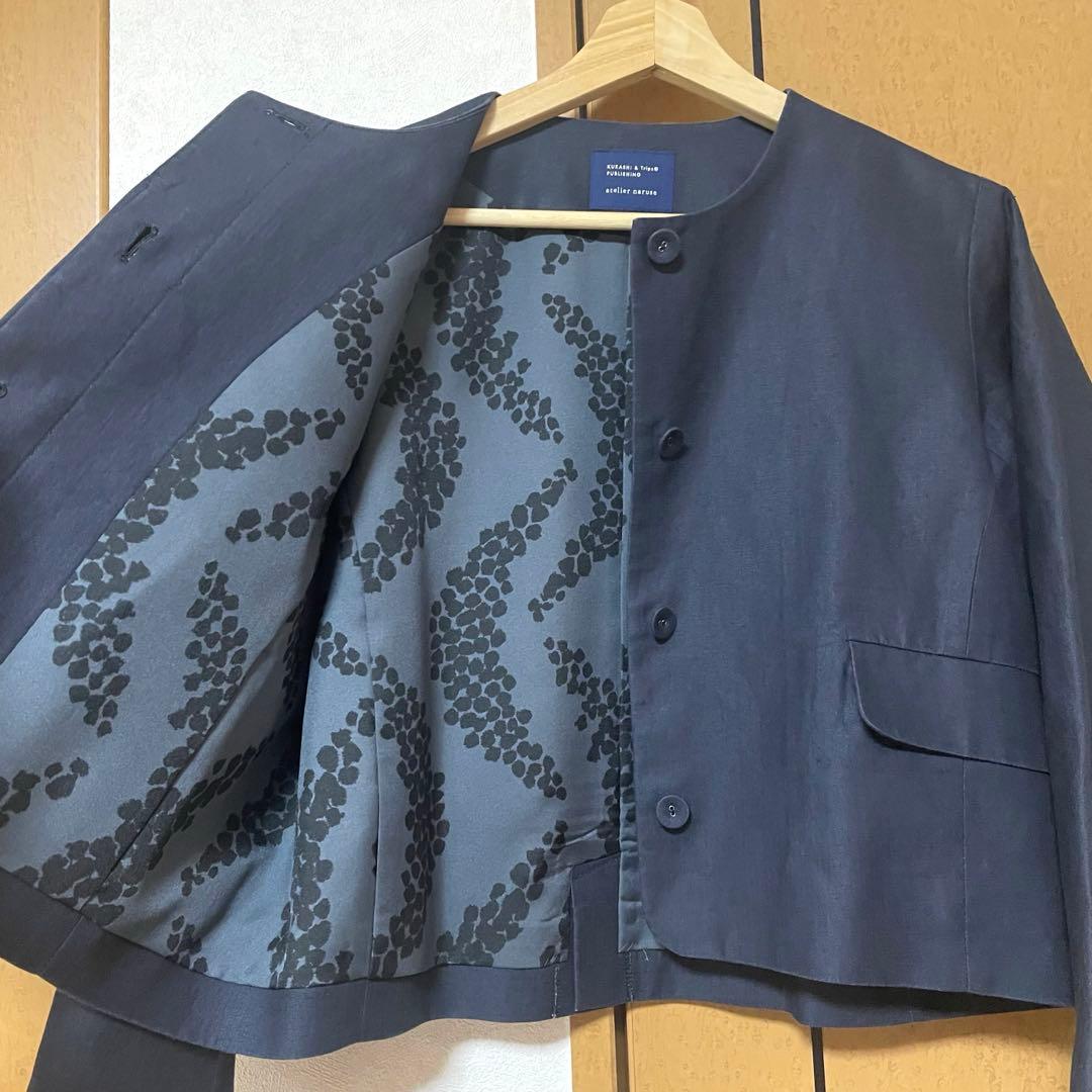 北欧、暮らしの道具店　アトリエナルセ　フォーマルジャケット　リネン　ネイビー
