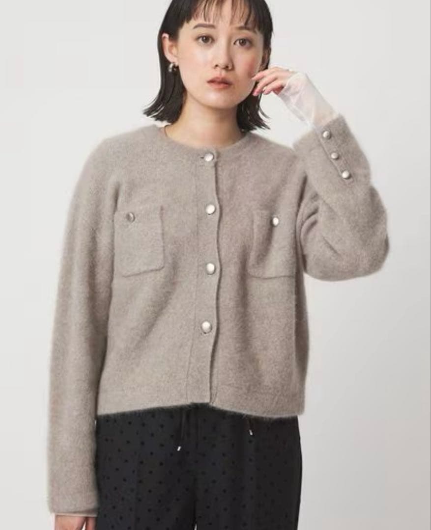green label relaxing グレージュ　カーディガン　カシミヤ