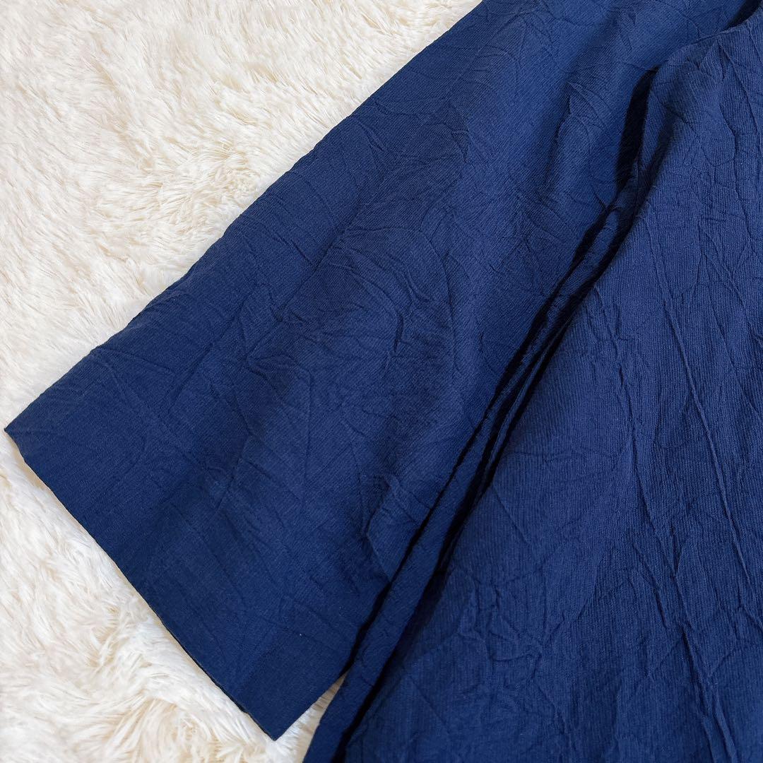 美品☆慈雨 薄手コート シワ加工 羽織 スプリングコート ゆったり