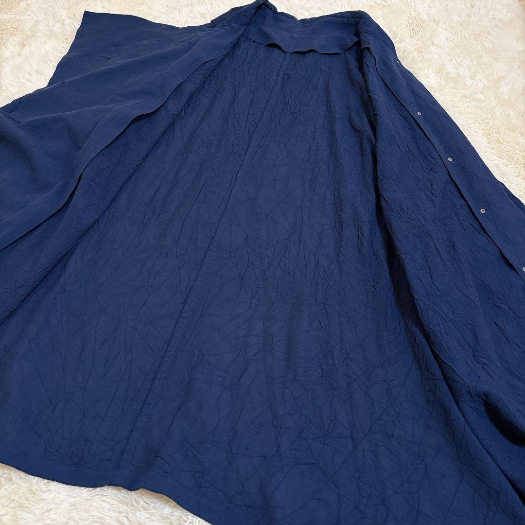 美品☆慈雨 薄手コート シワ加工 羽織 スプリングコート ゆったり