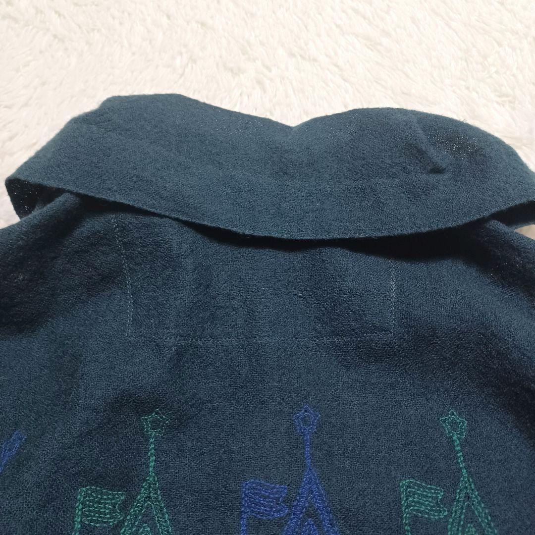ann吉 アンキチ センソユニコ 刺繍半袖ワンピース タートルネックモスグリーン