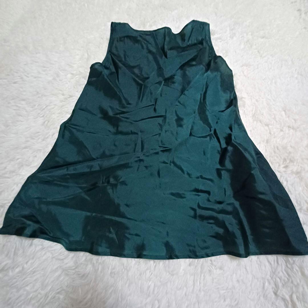 ann吉 アンキチ センソユニコ 刺繍半袖ワンピース タートルネックモスグリーン