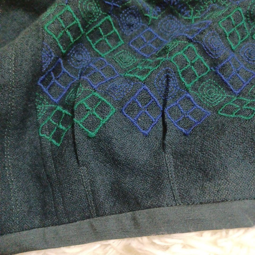 ann吉 アンキチ センソユニコ 刺繍半袖ワンピース タートルネックモスグリーン