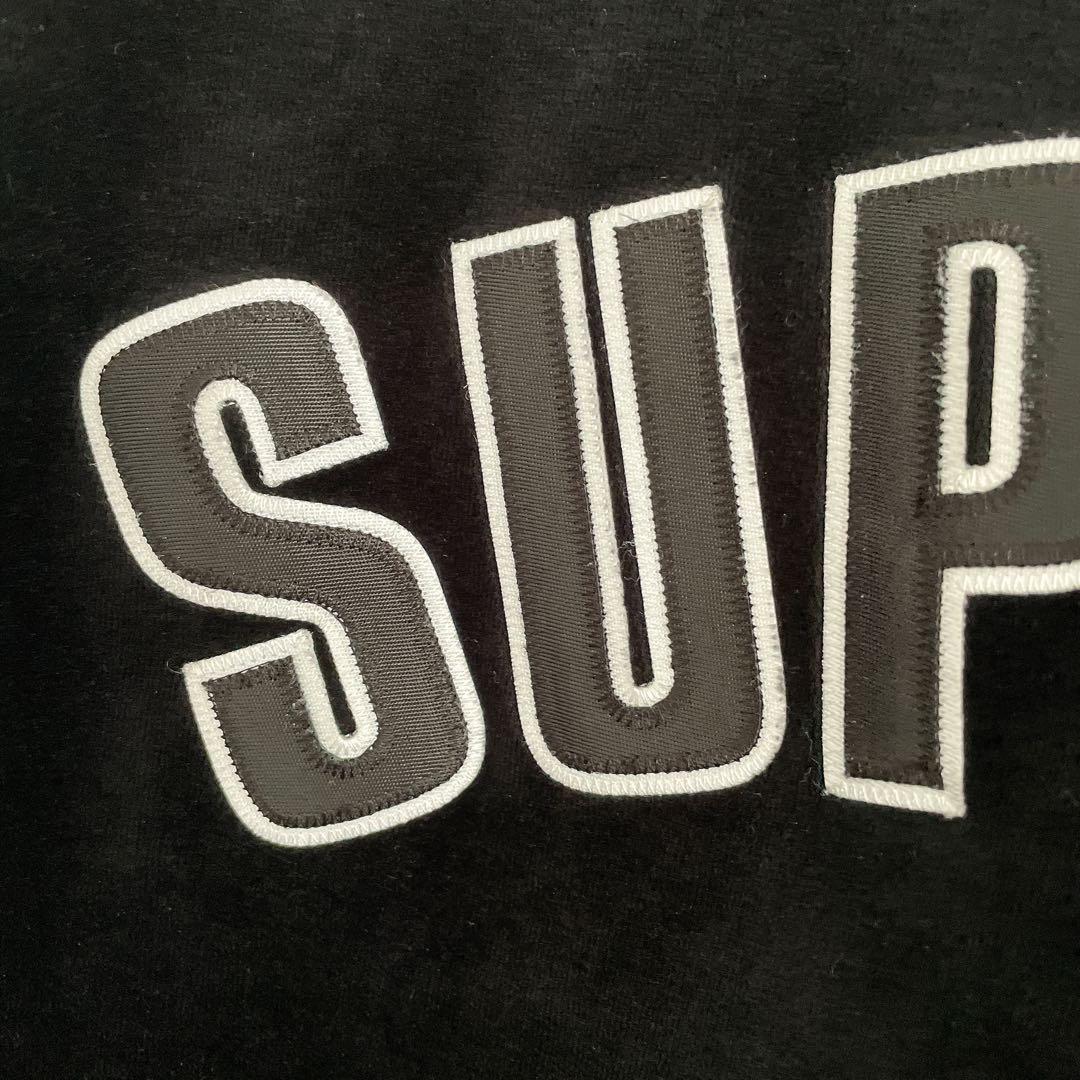 supreme 半袖　ベースボールシャツ　刺繍　ベロア