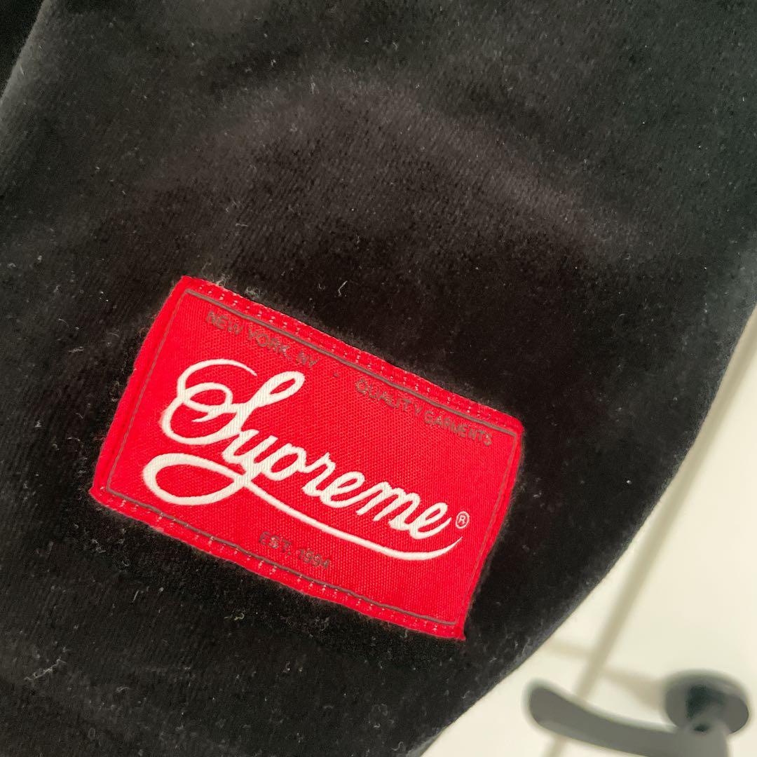 supreme 半袖　ベースボールシャツ　刺繍　ベロア