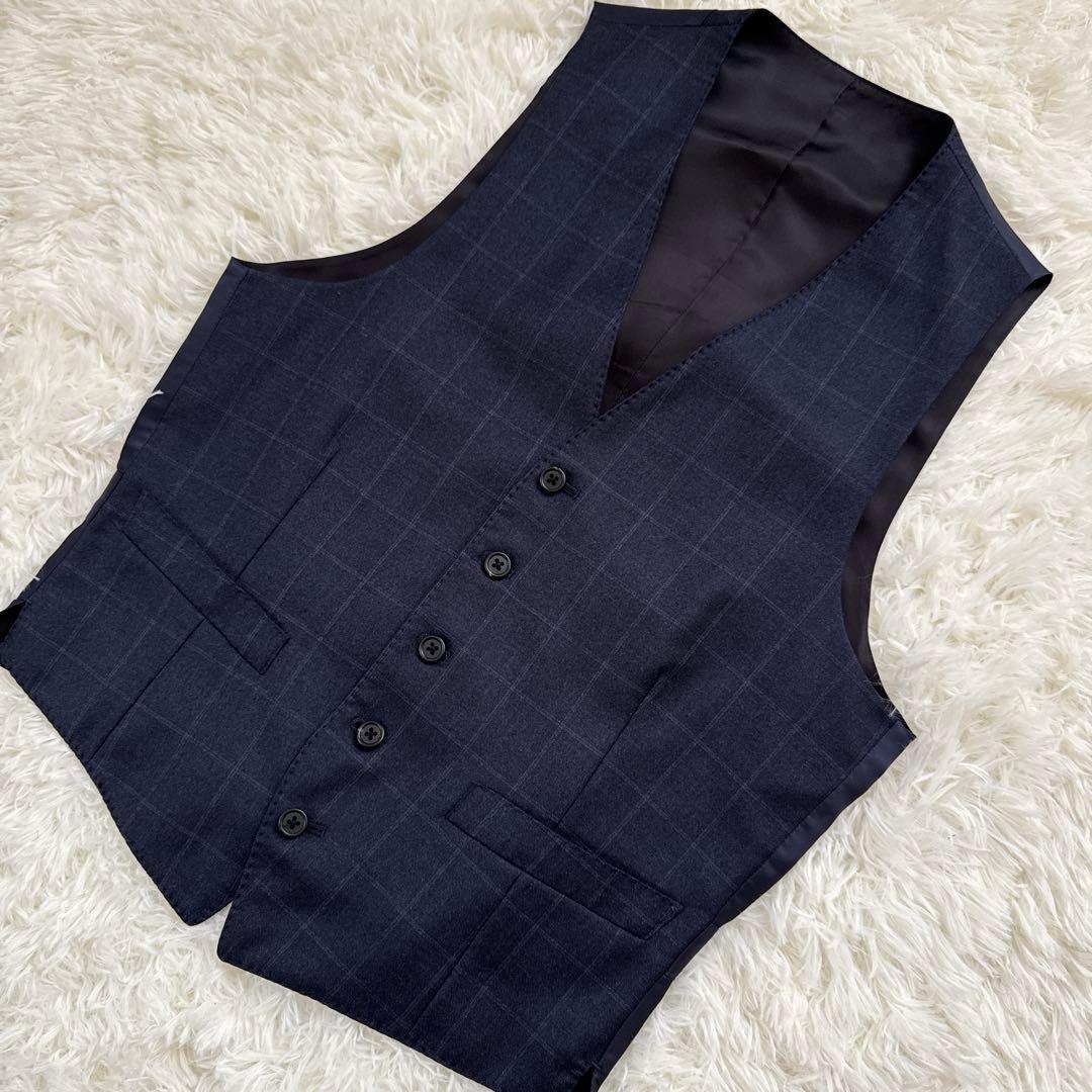 Paul Smith × Loro Piana濃紺チェック　ジャケットジレM