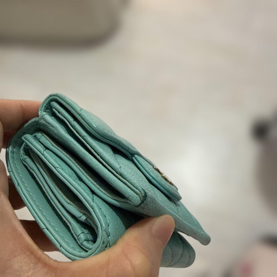 リ*ン様 CHANEL 三つ折り財布 ミントグリーン