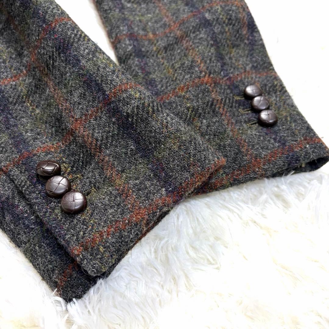 【美品】クリケット ハリスツイード くるみボタン エルボーパッチ チェック 50