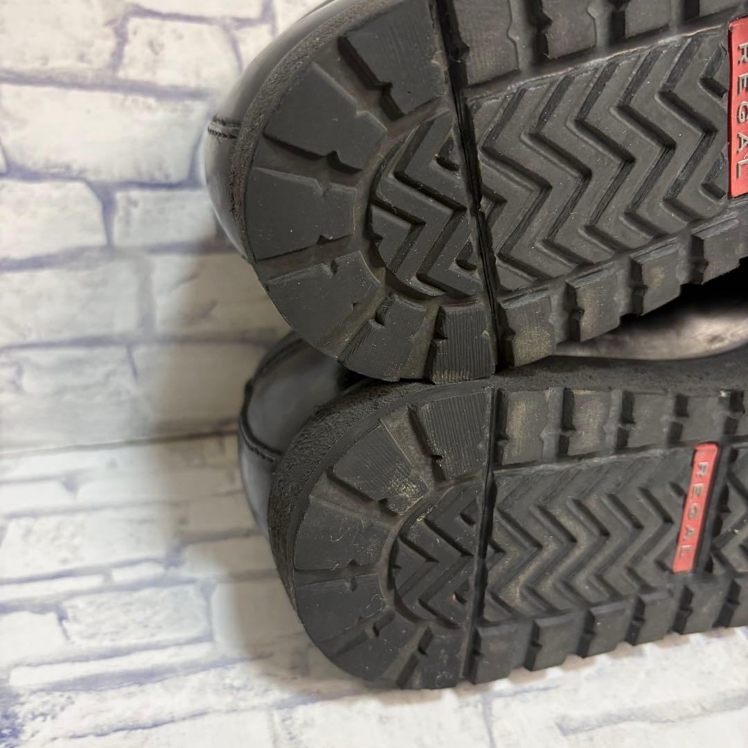 美品 リーガル REGAL 本革 レザーチロリアンシューズ 黒 タンクソール