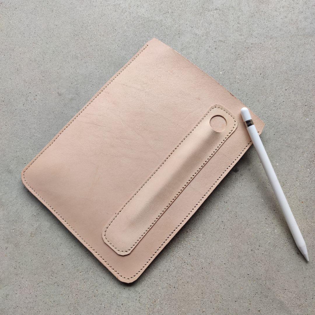 本革ヌメ革 レザーiPadケース Apple Pencilポケット付き