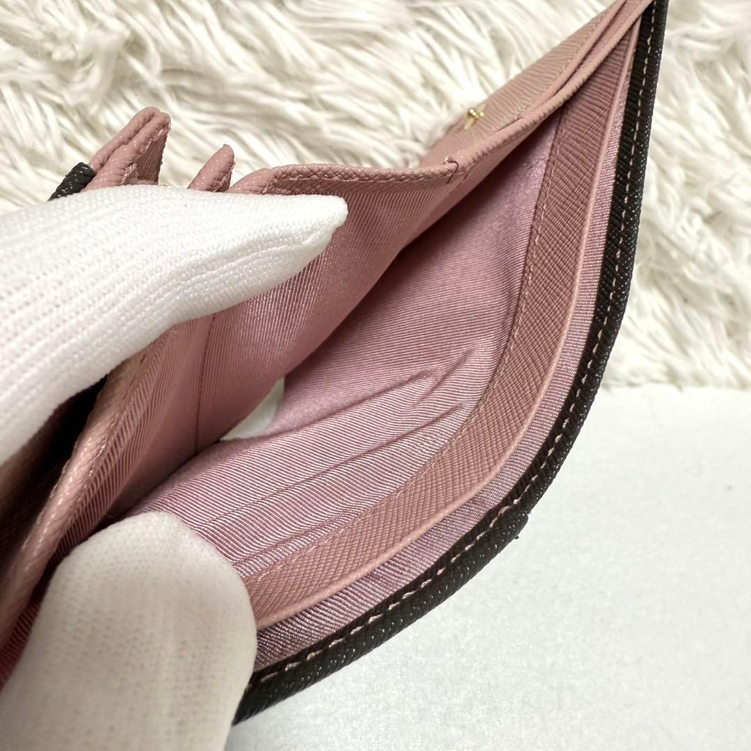極美品 アニエスベー 二つ折り財布 Erika ブラウン QAW05-01 本革