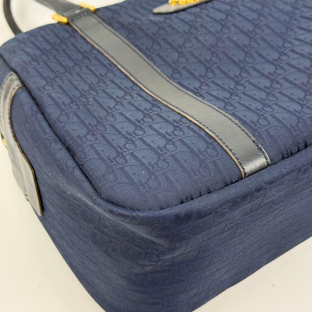 Dior ディオール トロッター柄 ミニボストンバッグ センター金ロゴ ネイビー
