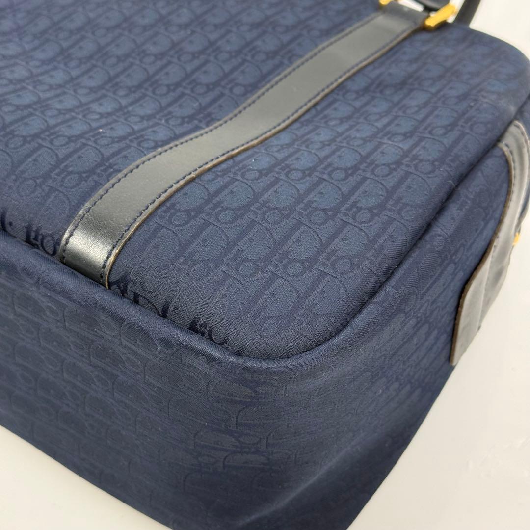 Dior ディオール トロッター柄 ミニボストンバッグ センター金ロゴ ネイビー