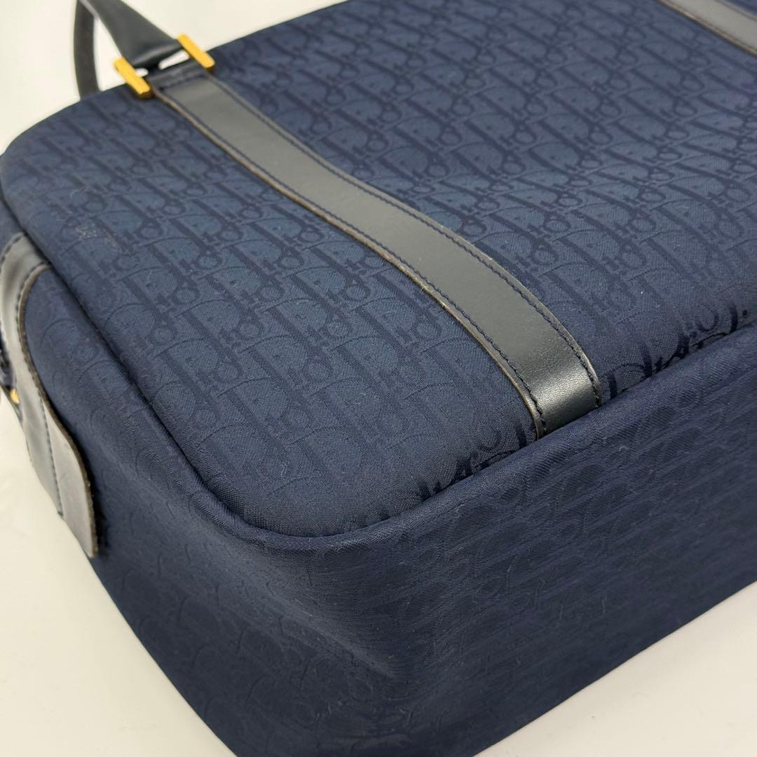 Dior ディオール トロッター柄 ミニボストンバッグ センター金ロゴ ネイビー