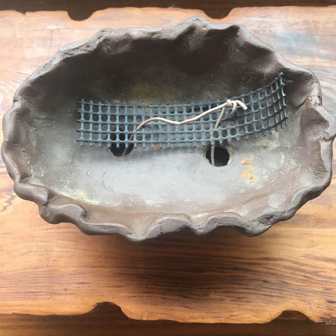 盆栽鉢　時代陶一作手作り鉢1点もの盆栽鉢小品盆栽山野草鉢多肉植物植木鉢手捻り