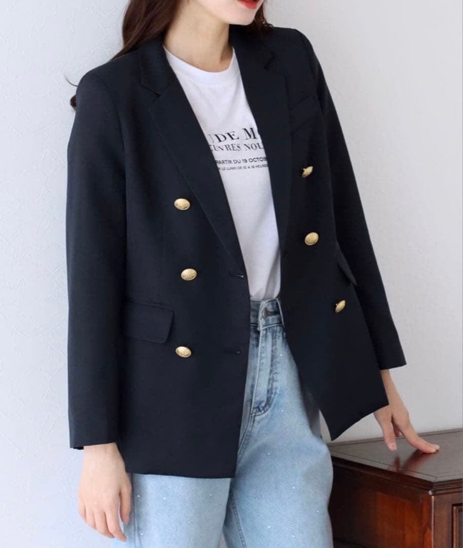 新品♡SNIDEL ダブルジャケット 紺ブレ 0♡ミラオーウェン　ザラ 金釦