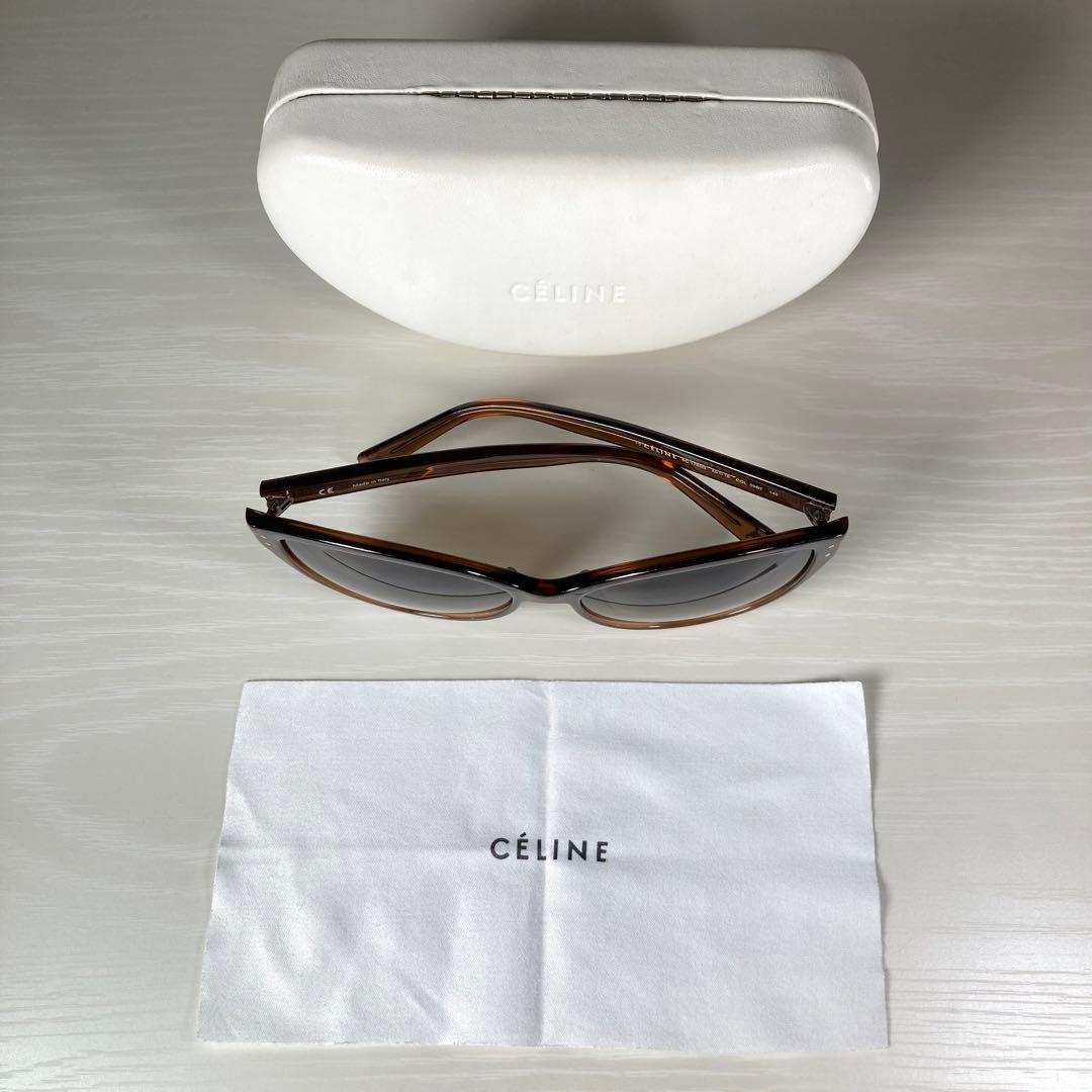 美品 CELINE セリーヌ サングラス アイウェア 度なし ブラウン ケース付