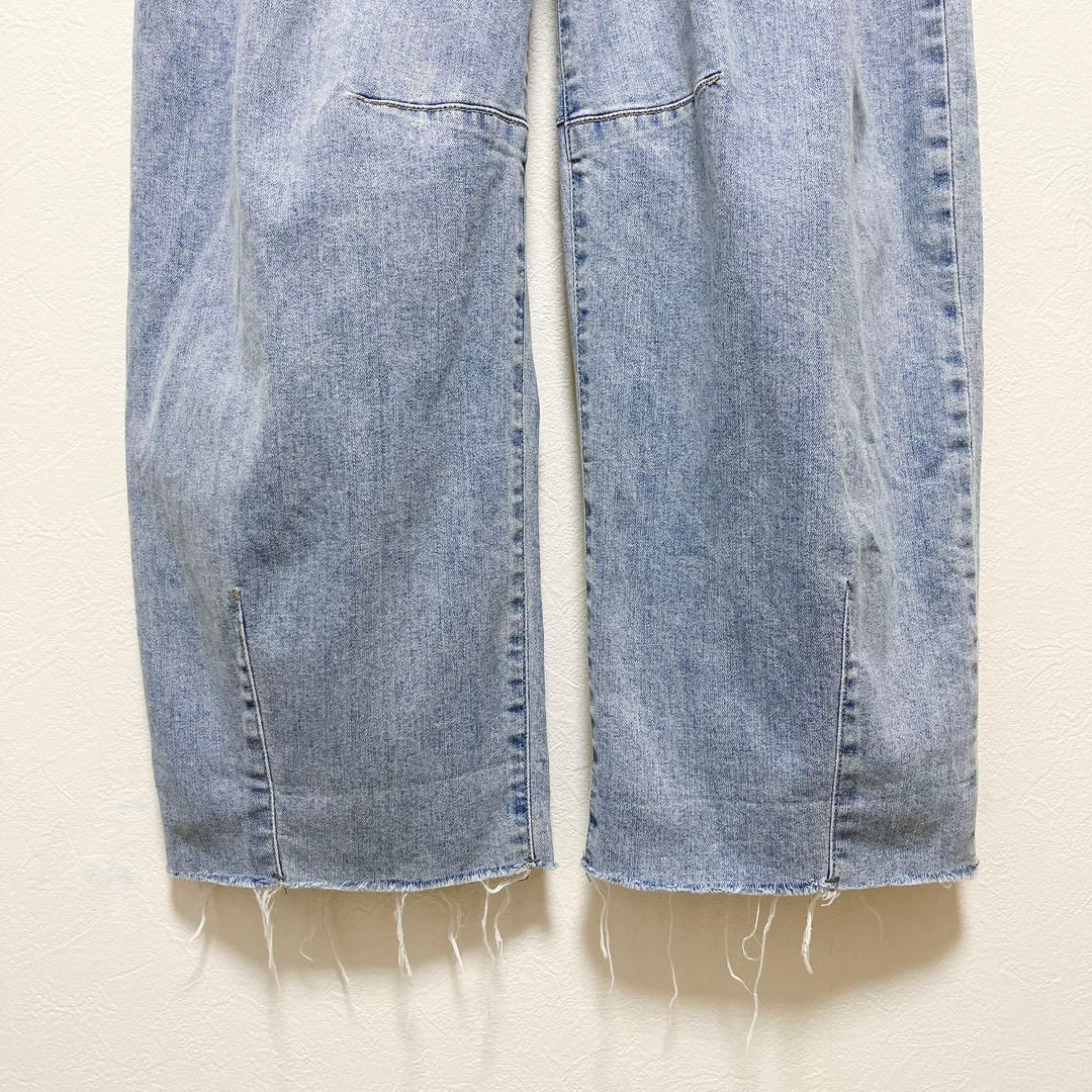 【サムシング×フリークスストア】タックカーブワイド/カーブデニム/美品/サックス