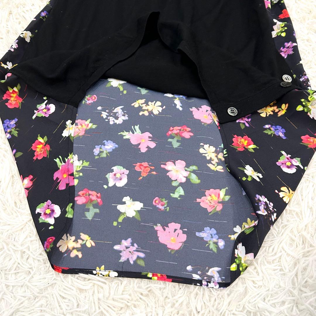 美品 ポール・スミス ひざ丈ワンピース ブラック×花柄　WEB限定品