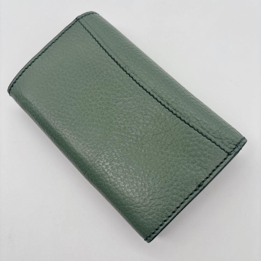 極美品✴︎ヒロフ　センプレ　二つ折り財布　かぶせ　フラップ　レザー　本革　エンボス