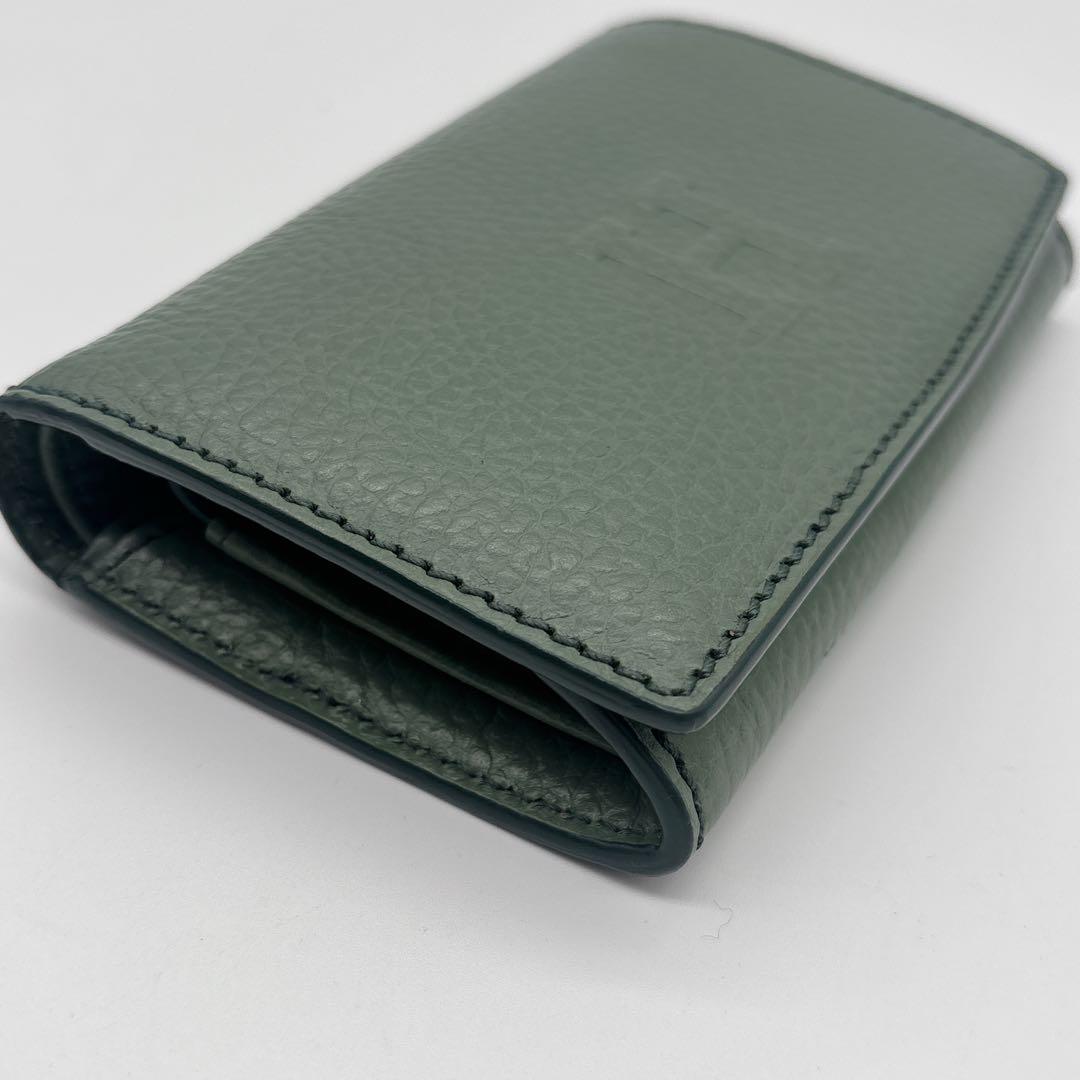 極美品✴︎ヒロフ　センプレ　二つ折り財布　かぶせ　フラップ　レザー　本革　エンボス