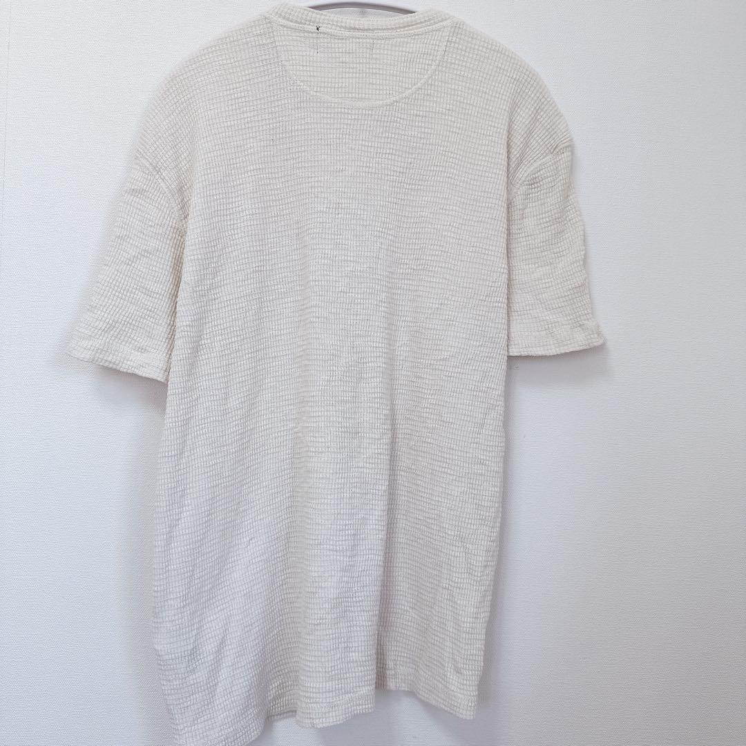 希少 RRL ヘンリーネック 半袖 ワッフル カットソー L 白 ストレッチ