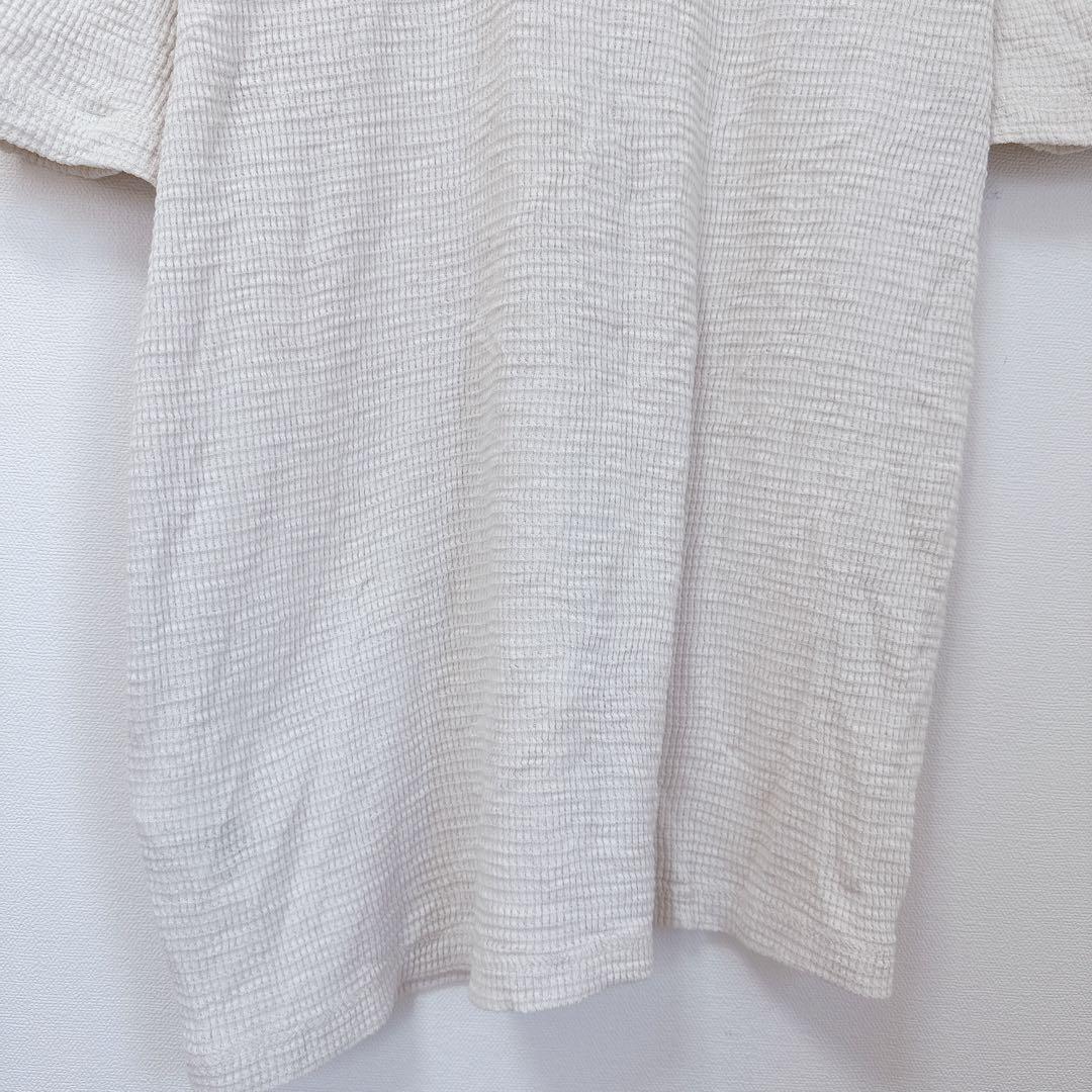 希少 RRL ヘンリーネック 半袖 ワッフル カットソー L 白 ストレッチ