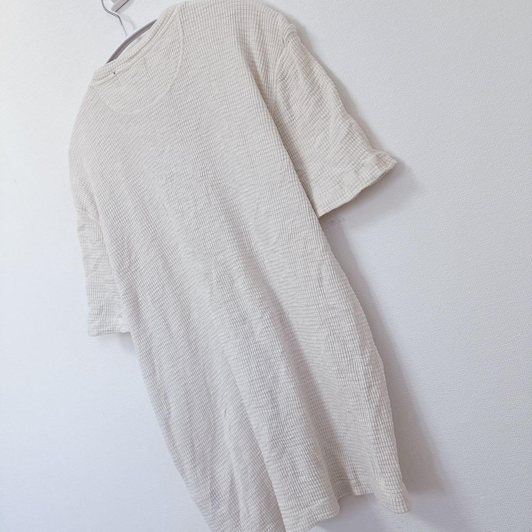 希少 RRL ヘンリーネック 半袖 ワッフル カットソー L 白 ストレッチ