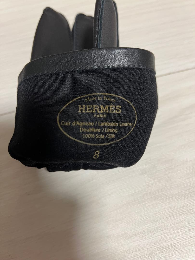 【未使用品】HERMES エルメス ラムスキン レザーグローブ サイズ8