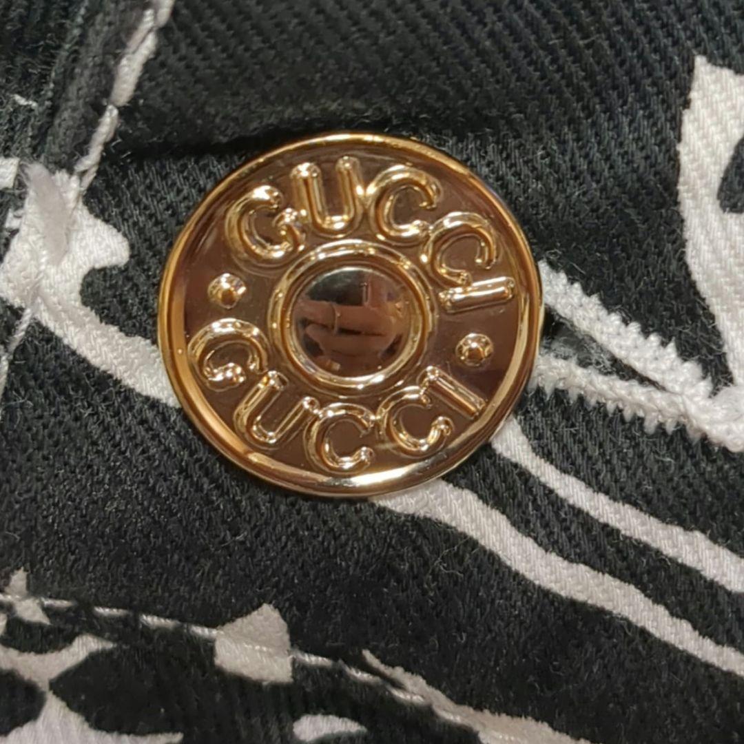 【美品】GUCCI　花柄　総柄　革パッチ　コットンパンツ　40サイズ