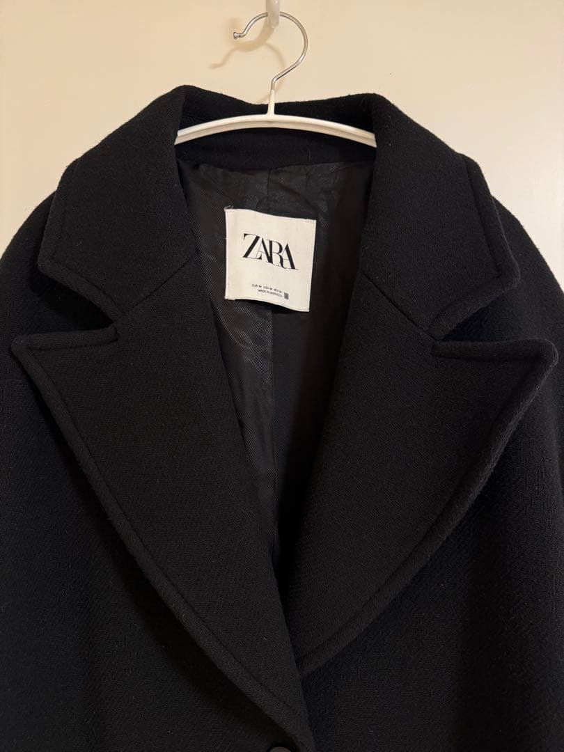 [ZARA] ザラ　オーバーサイズロングウールコート　ブラック　M