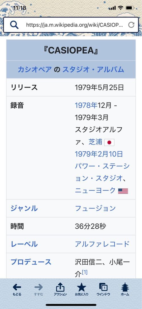 CASIOPEA カシオペア LPレコード　ファーストアルバム