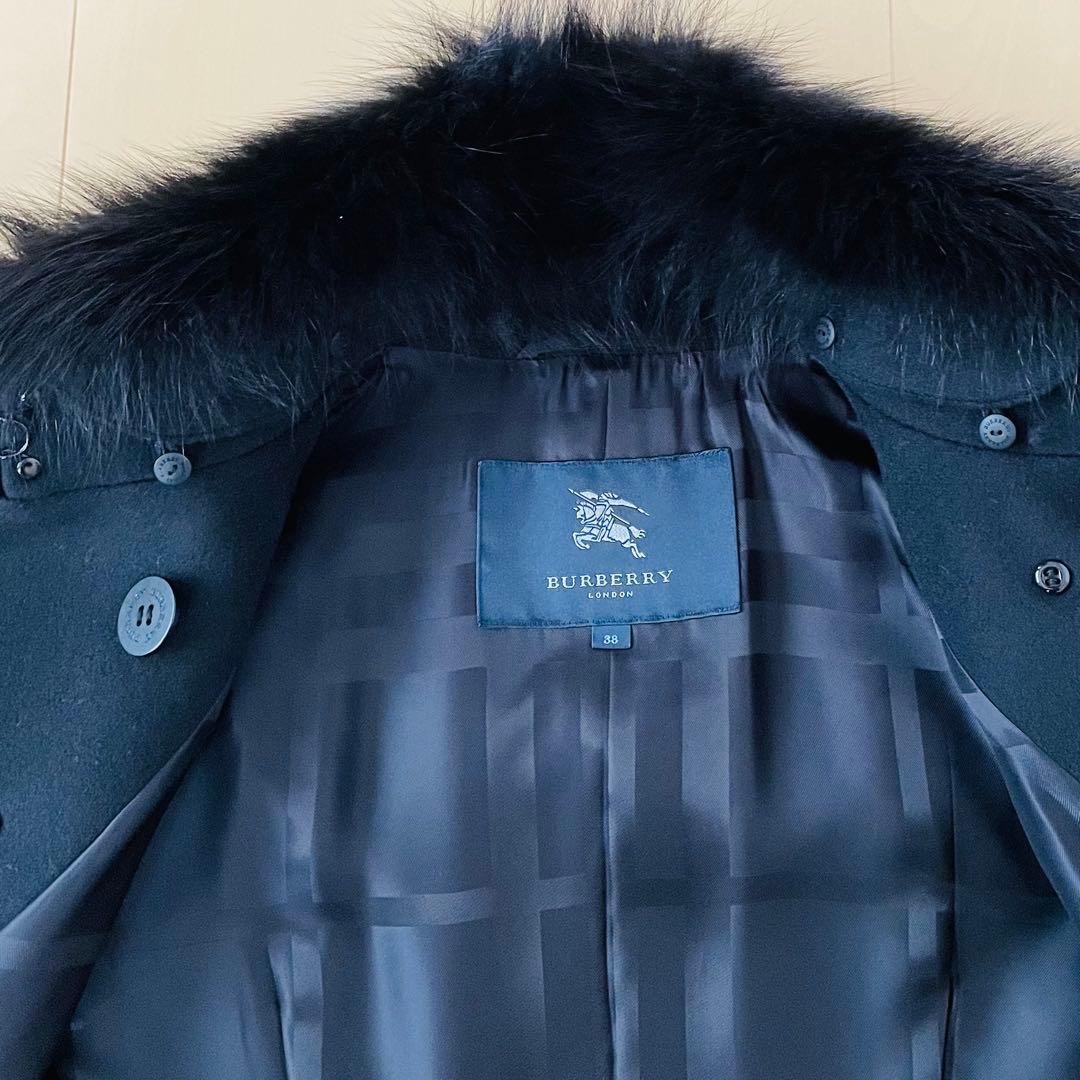 【極美品】Burberry　バーバリー　フォックスファーコート　ブラック38