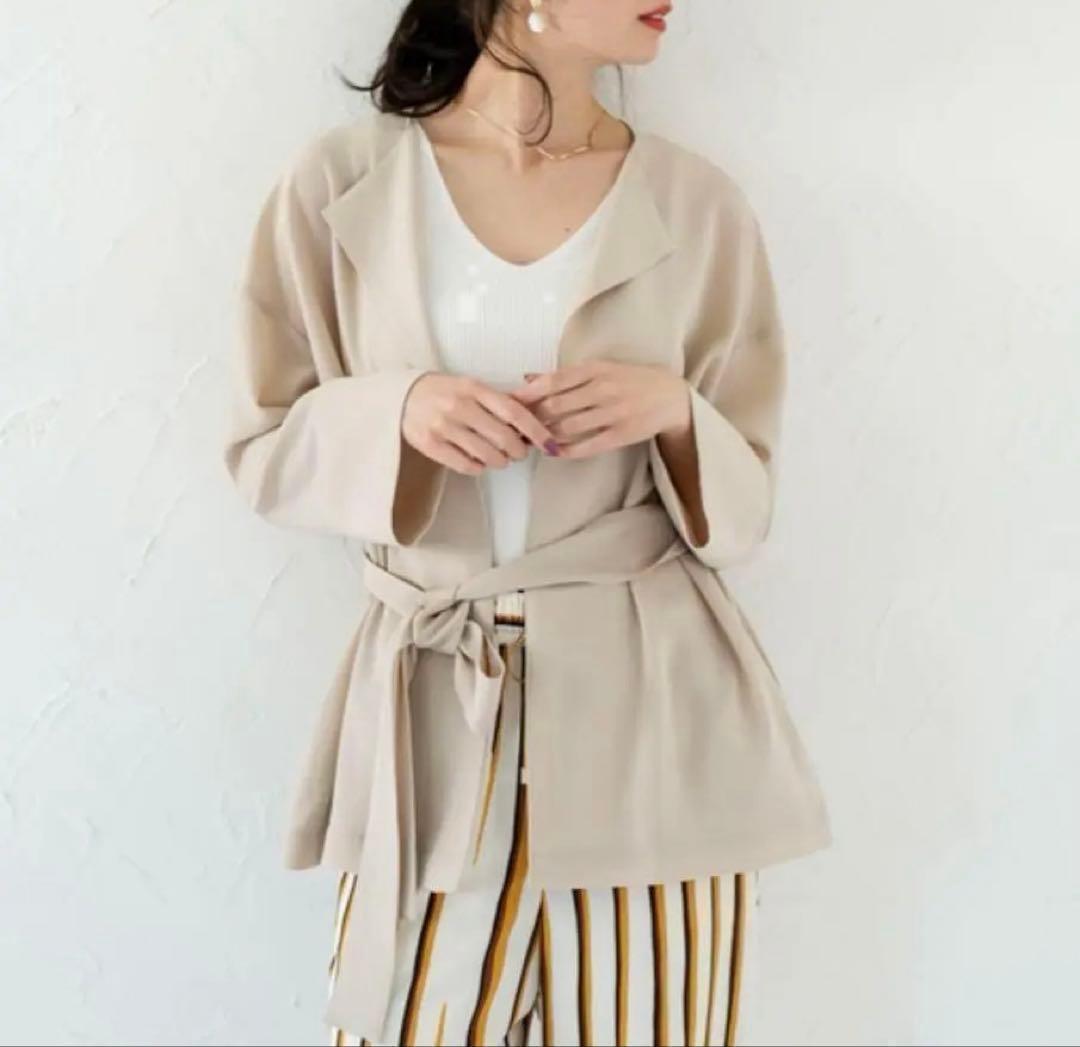 《新品》Loungedress リラックスショートジャケット シアー ベルト F