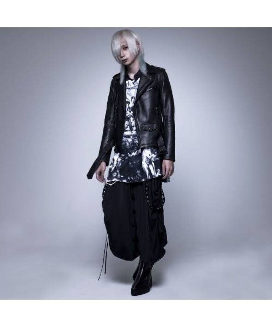 CIVARIZE PUレザーサスペンダー付きスカートレイヤードワイドパンツ