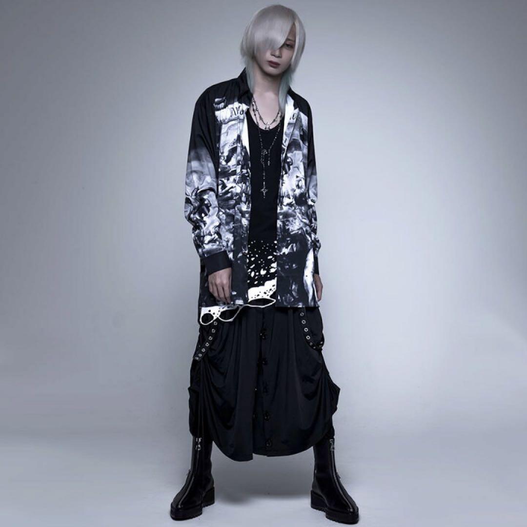 CIVARIZE PUレザーサスペンダー付きスカートレイヤードワイドパンツ