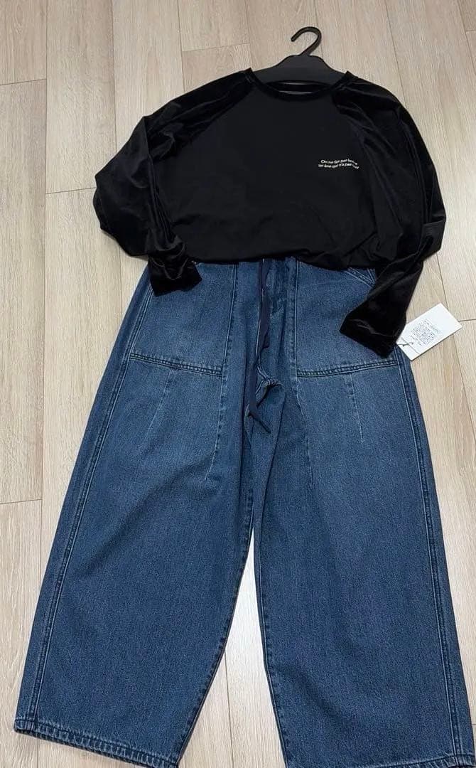 PRIORITY 新品 ブルー ワイドパンツ　36 レディース
