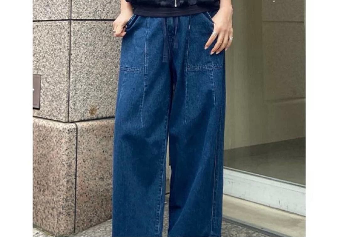 PRIORITY 新品 ブルー ワイドパンツ　36 レディース