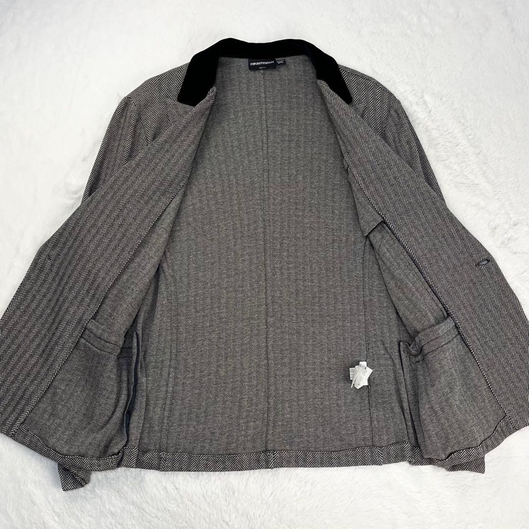 極希少 EMPORIO ARMANI ベロアカラー ヘリンボーンブレザー XXL