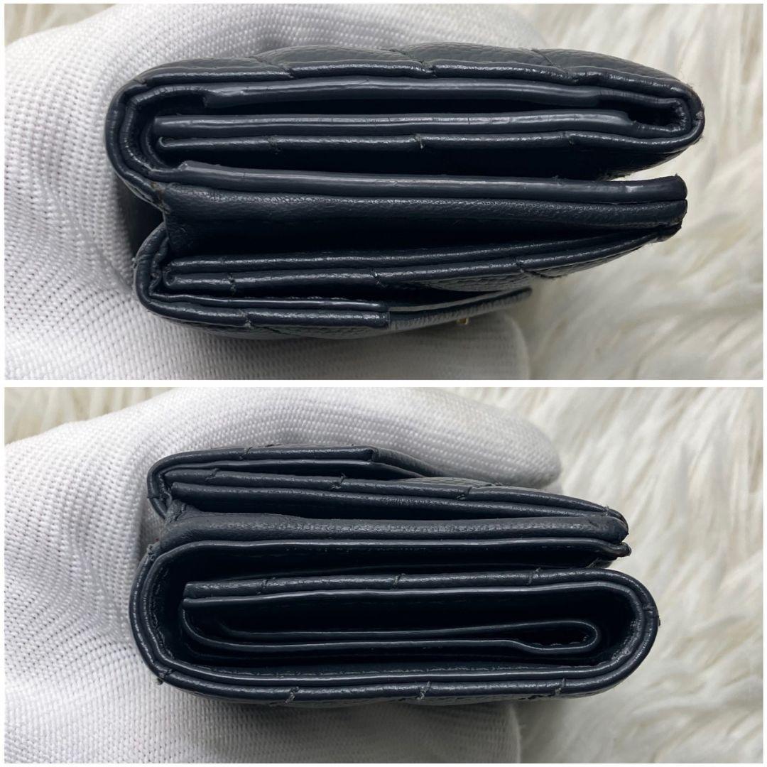 サンローラン 三つ折り財布 キャビアスキン YSLロゴ コンパクト　財布