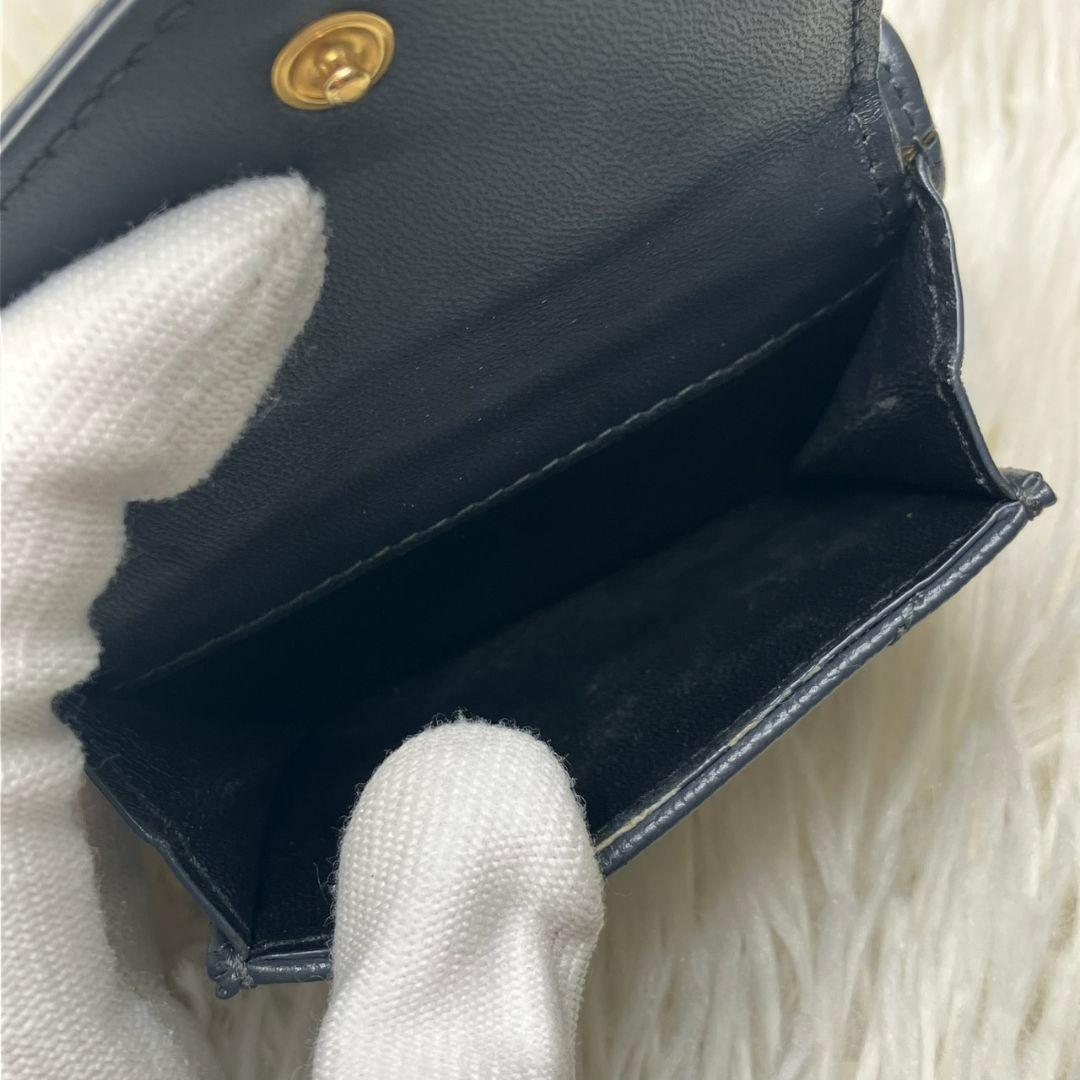 サンローラン 三つ折り財布 キャビアスキン YSLロゴ コンパクト　財布