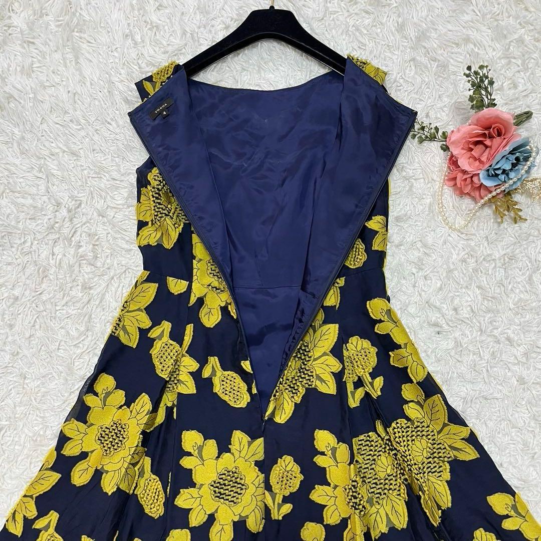 美品L✨TOCCA トッカ　SUNFLOWER ドレス　刺繍　4 刺繍ジャガード