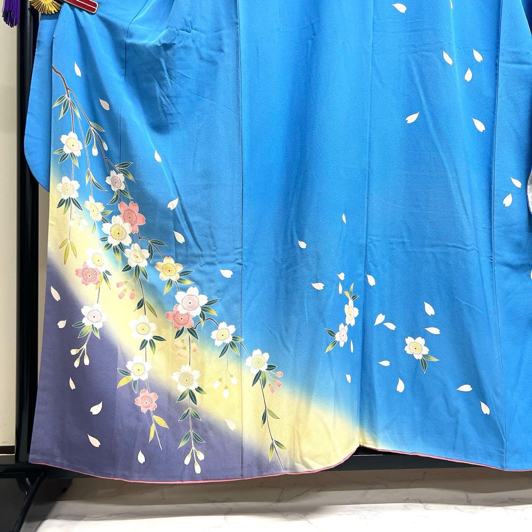 振袖　作家もの　枝垂れ桜　花びら　身丈161　裄68　正絹　着物　032tz