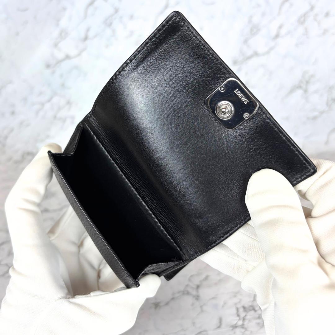 超美品⭐️LOEWE アナグラム トライフォールド ウォレット 財布 黒ブラック