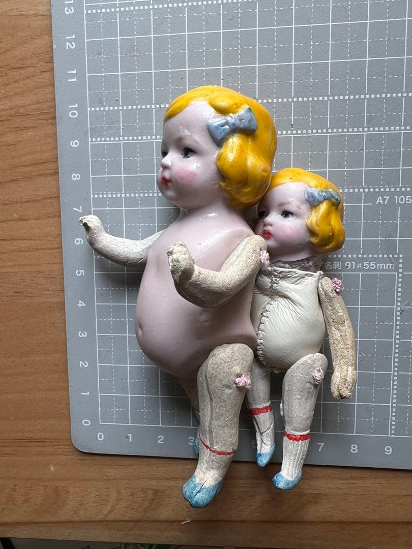 【リメイク】ドイツ製 ビスクドールヘッド＋ハンドメイドボディ10cm8cm ペア